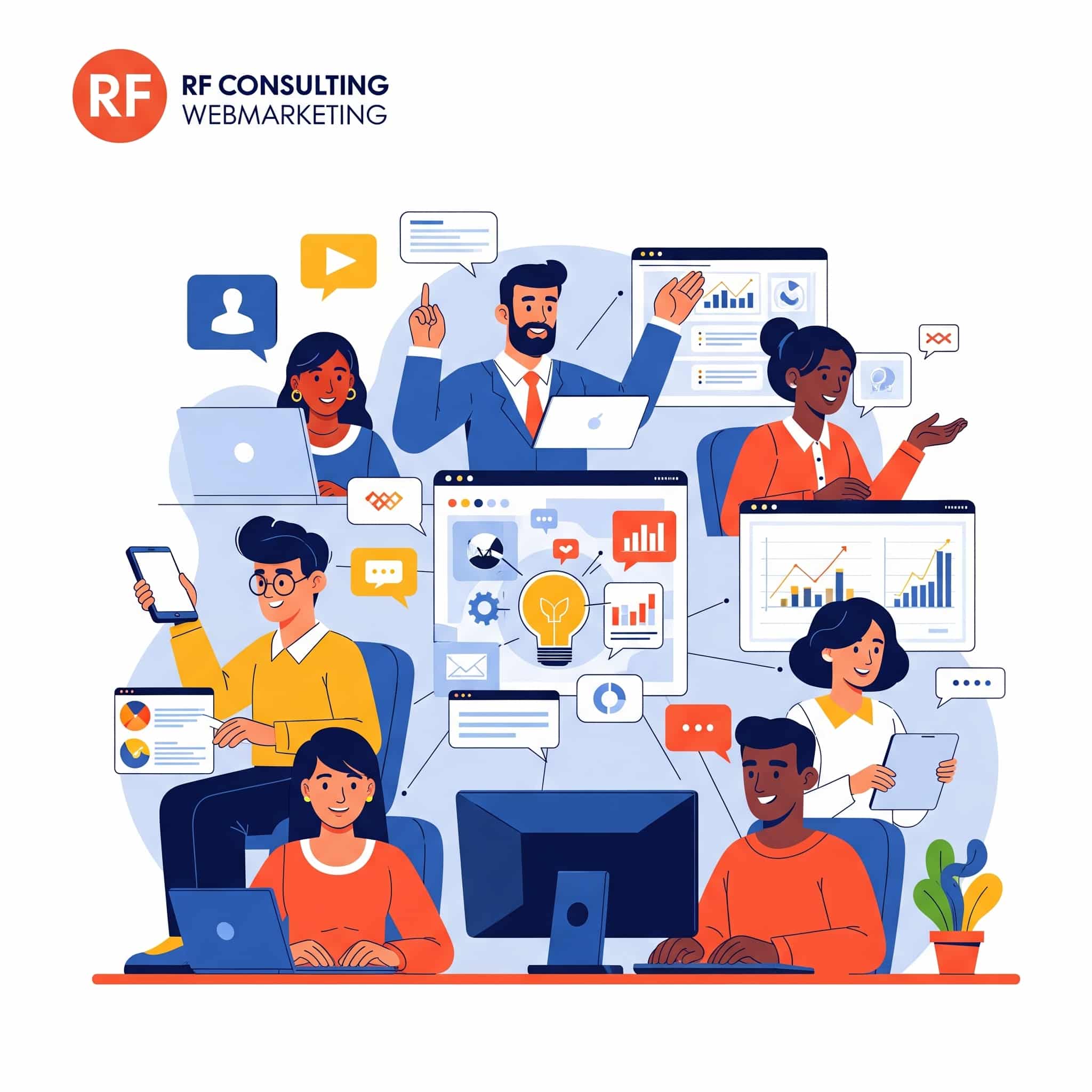 Partenariat webmarketing durable Experts en marketing digital discutant des dernières tendances pour augmenter les réservations d'hôtel en ligne.