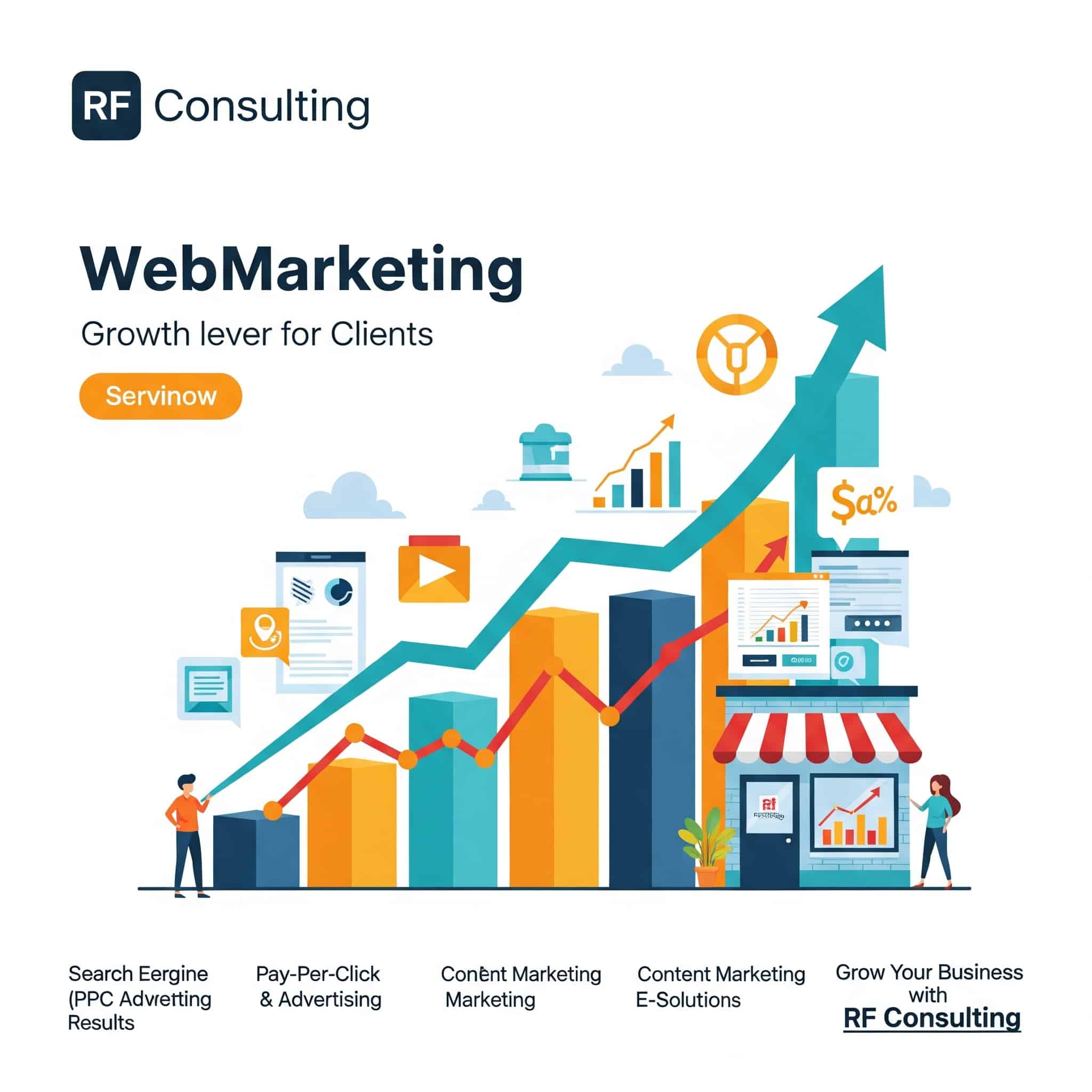 RF Consulting : Partenaire stratégique pour hôtels Représentation graphique d'une stratégie digitale réussie pour hôtel, optimisant les performances et réservations.