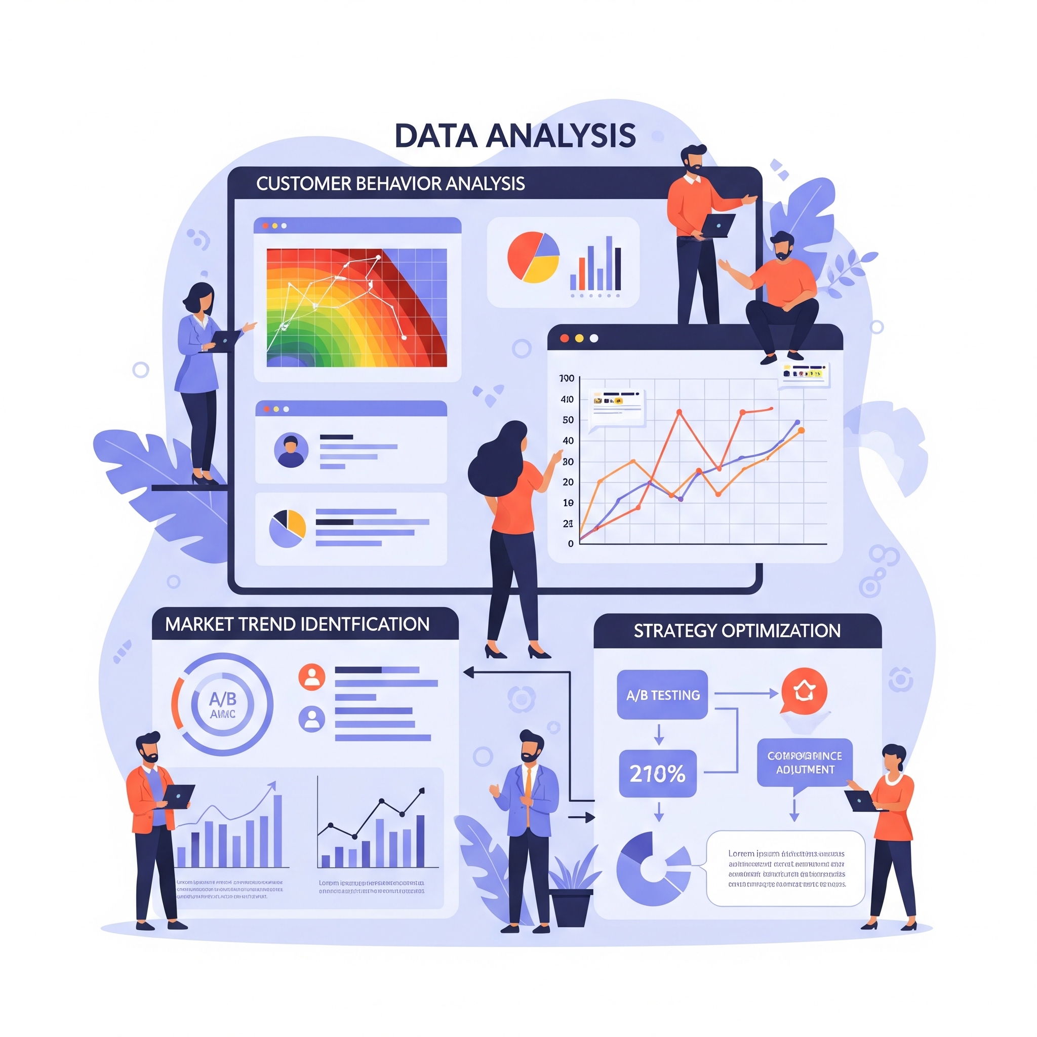 Analyse de données pour hôtels Graphiques et tableaux de bord numériques illustrant l'analyse de données pour optimiser les performances et la stratégie d'un hôtel